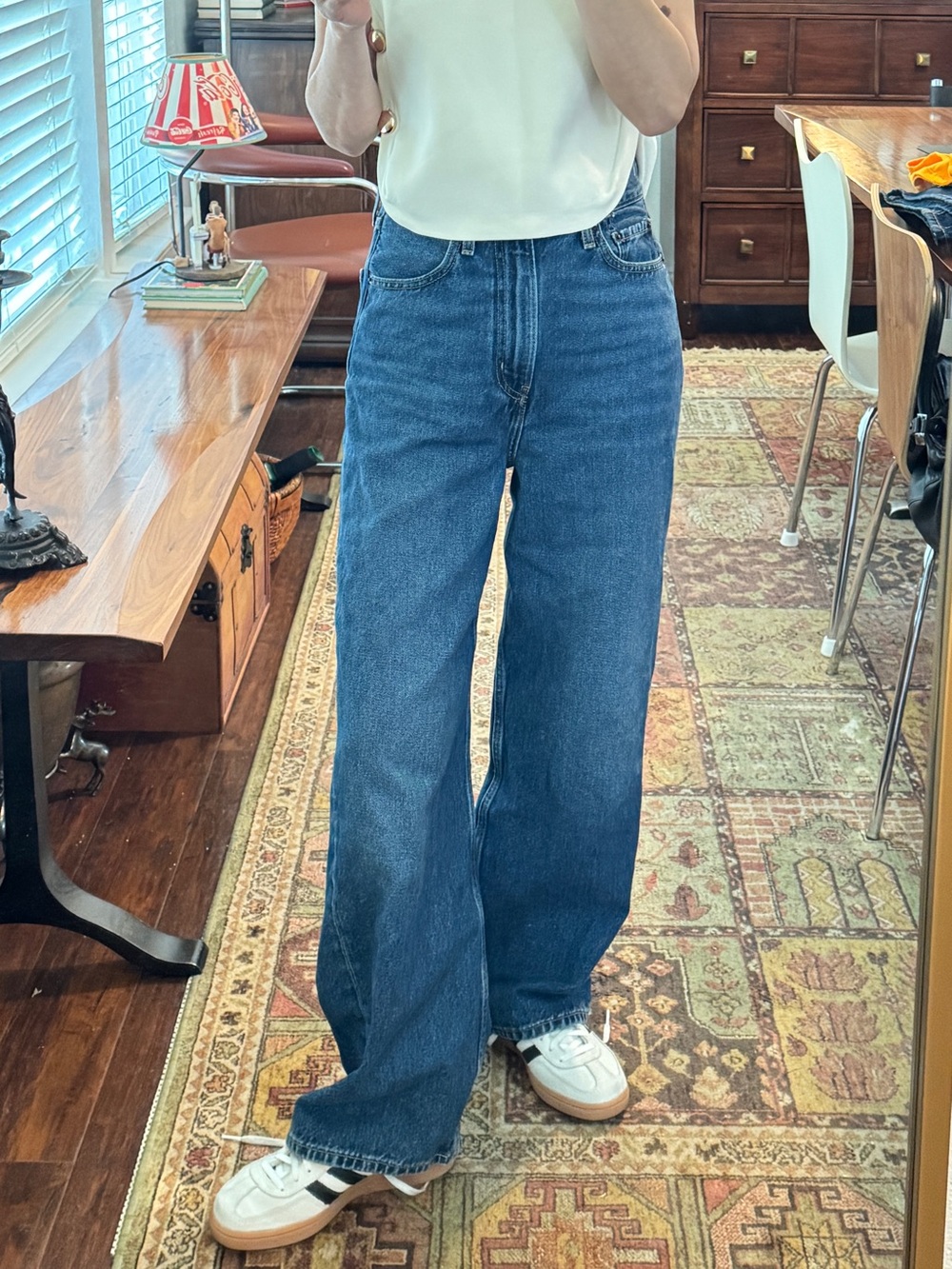 Levis Premium High Loose Wide Leg Jeans Womens Blue Denim Size 25